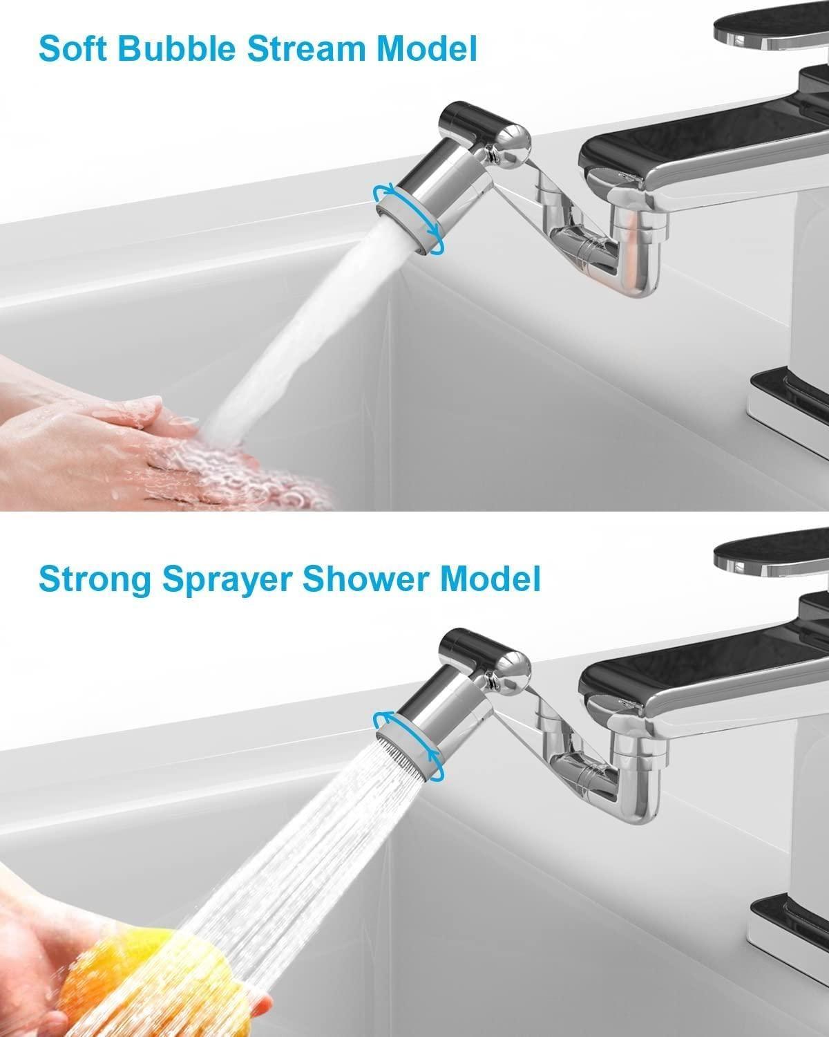 1080° Rotating Faucet Extender Aerator with Dual Water Modes – Plastic Sink Sprayer - UrbanTeer