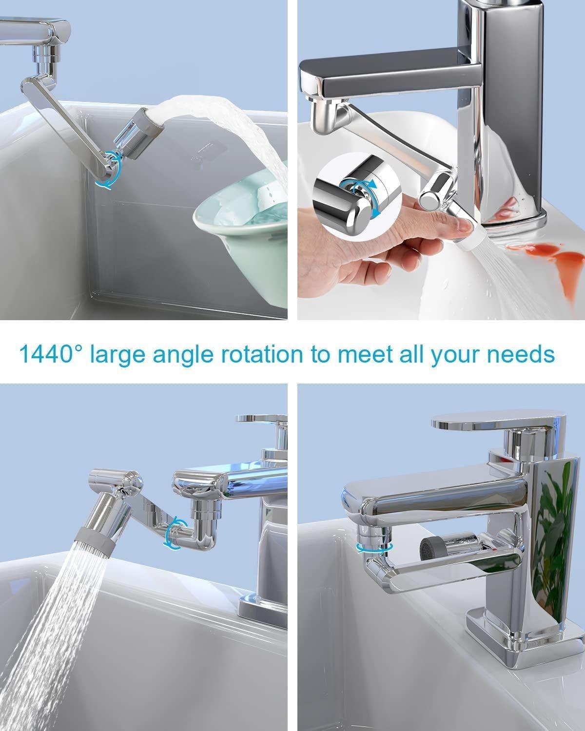 1080° Rotating Faucet Extender Aerator with Dual Water Modes – Plastic Sink Sprayer - UrbanTeer
