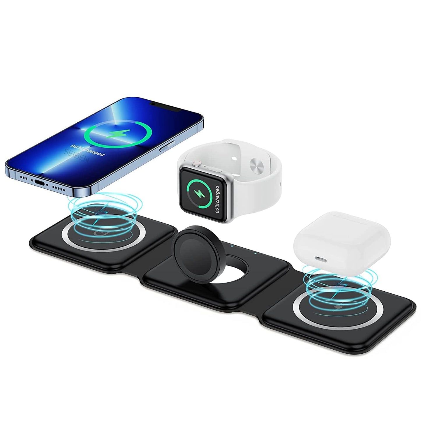 3-in-1 Foldable MagSafe Wireless Charger for iPhone, AirPods & Apple Watch - UrbanTeer