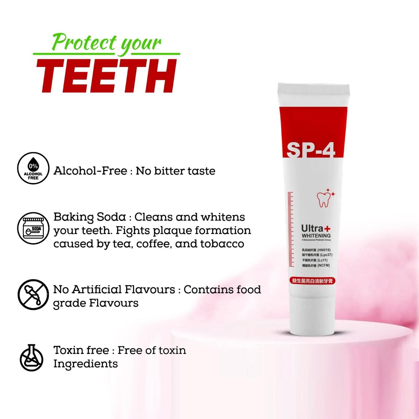 SP-4 Probiotic Whitening Toothpaste – Natural Teeth Whitening, Fresh Breath & Oral Care Buy 1 Get 1 Free