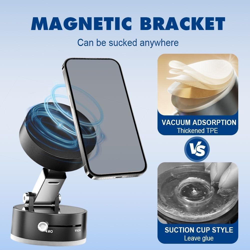 360° Vacuum Suction Phone Holder | Ultra Grip Car Mount for All Phones – Strong Magnetic Lock, Multi-Surface, Heat Resistant