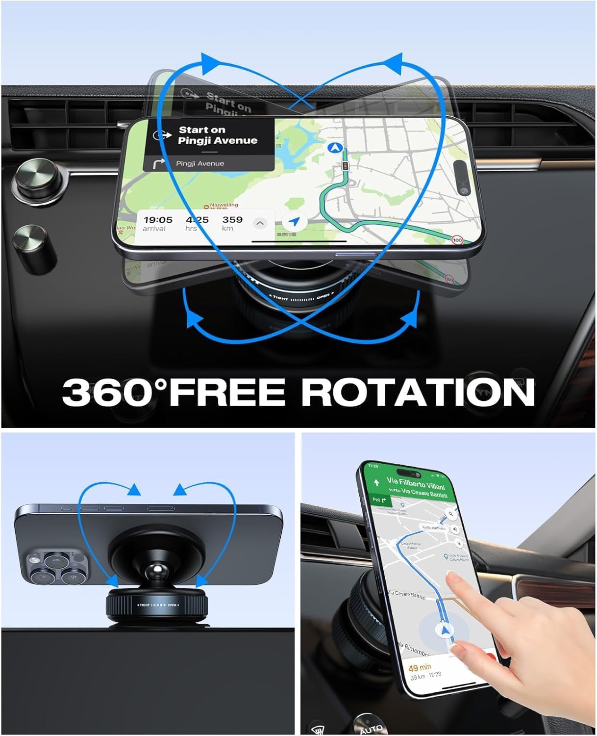 360° Vacuum Suction Phone Holder | Ultra Grip Car Mount for All Phones – Strong Magnetic Lock, Multi-Surface, Heat Resistant