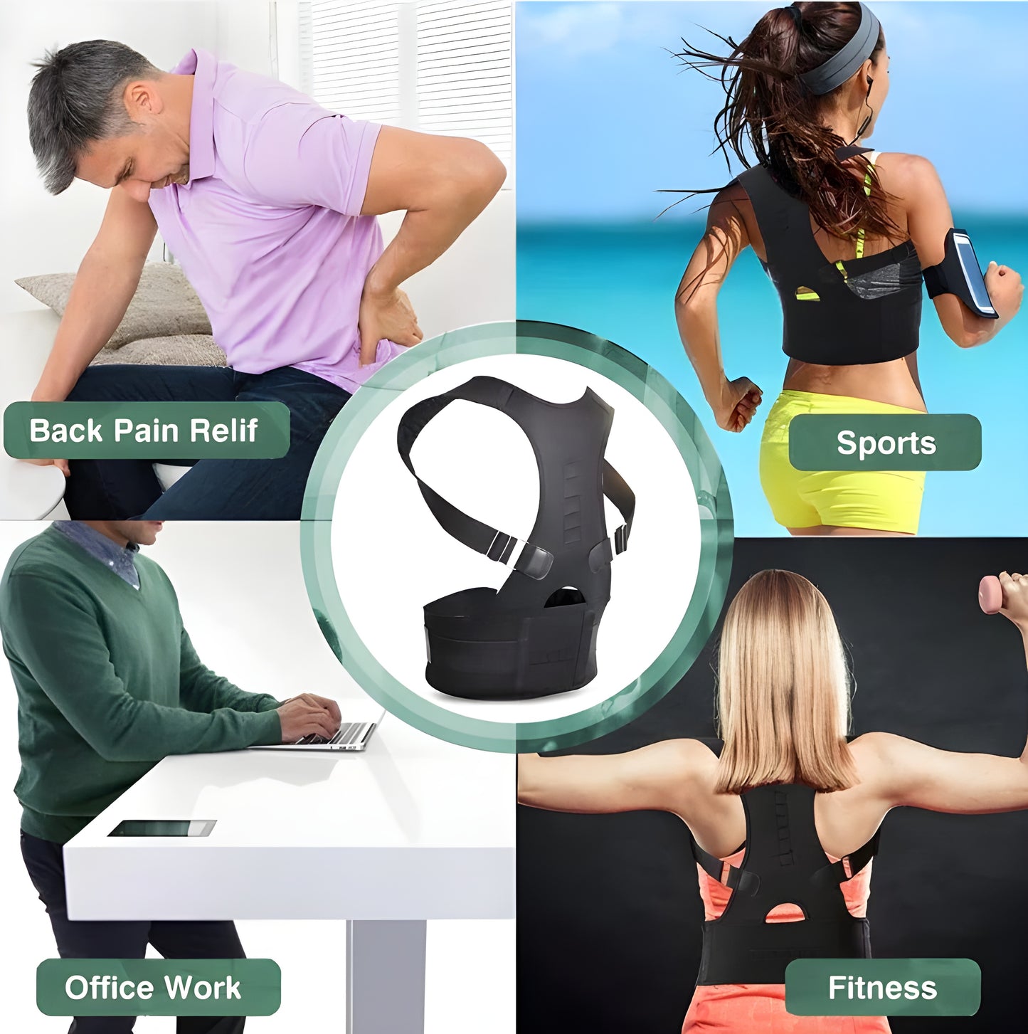 Adjustable Back Posture Corrector Belt for Men & Women – Pain Relief & Spine Support with Free Posture Guide