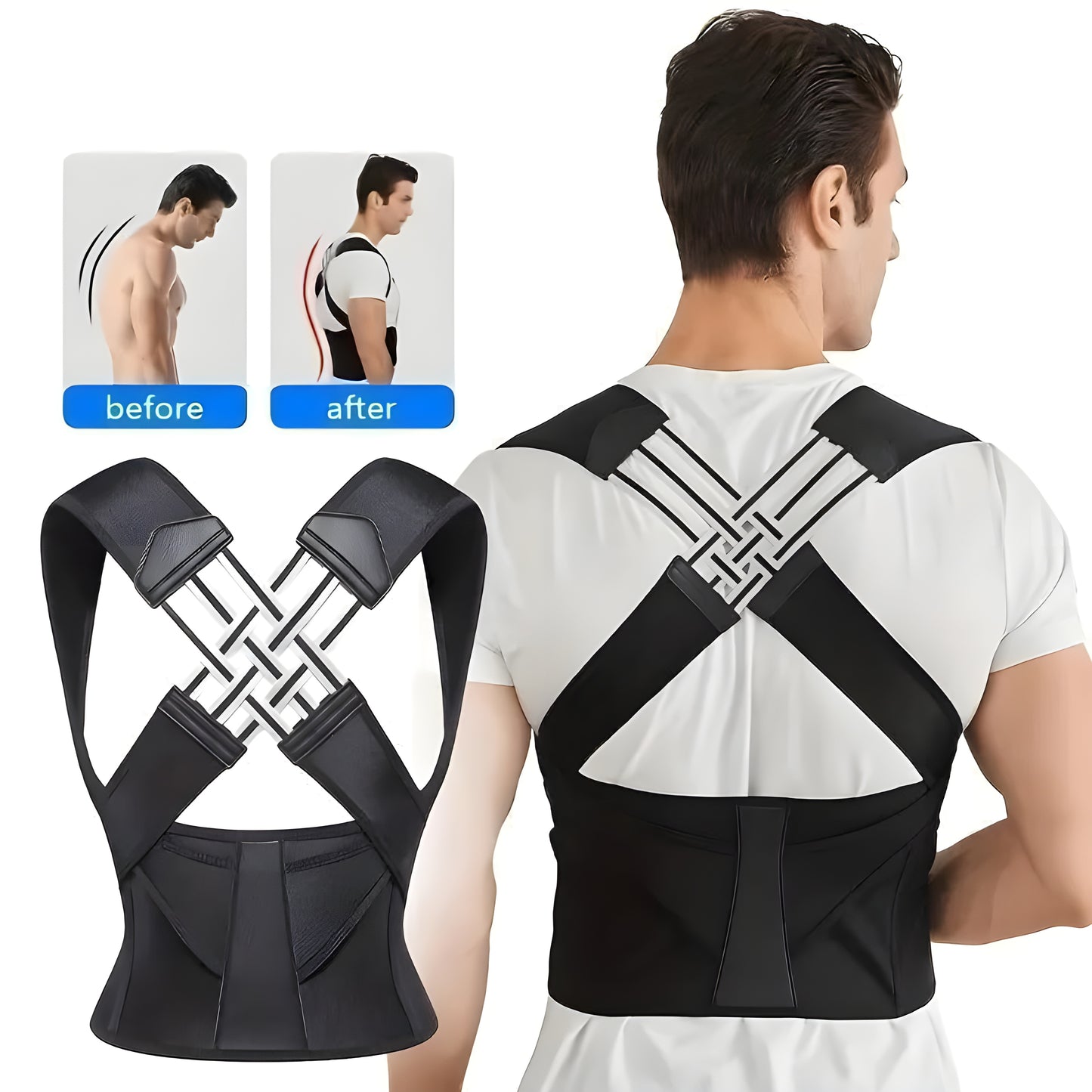 Adjustable Back Posture Corrector Belt for Men & Women – Pain Relief & Spine Support with Free Posture Guide