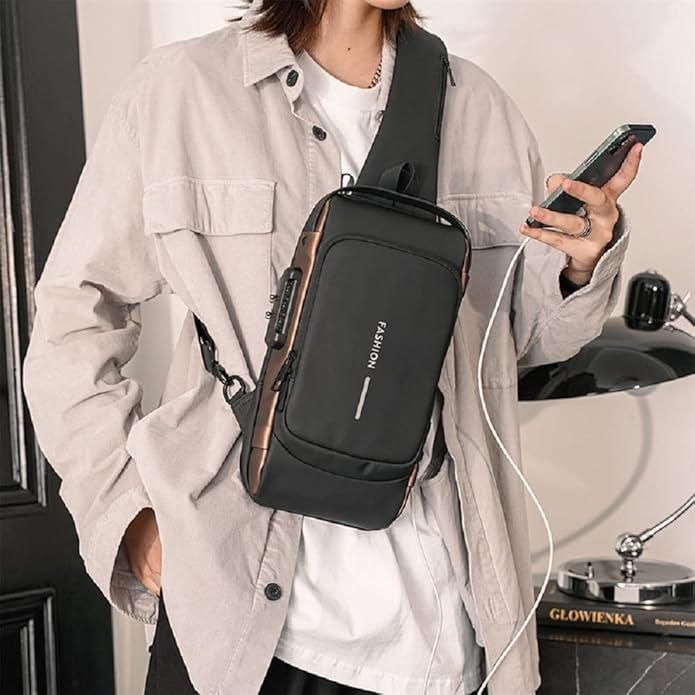 Anti-Theft Sling Bag with USB Charging Port – Unisex & Waterproof - UrbanTeer