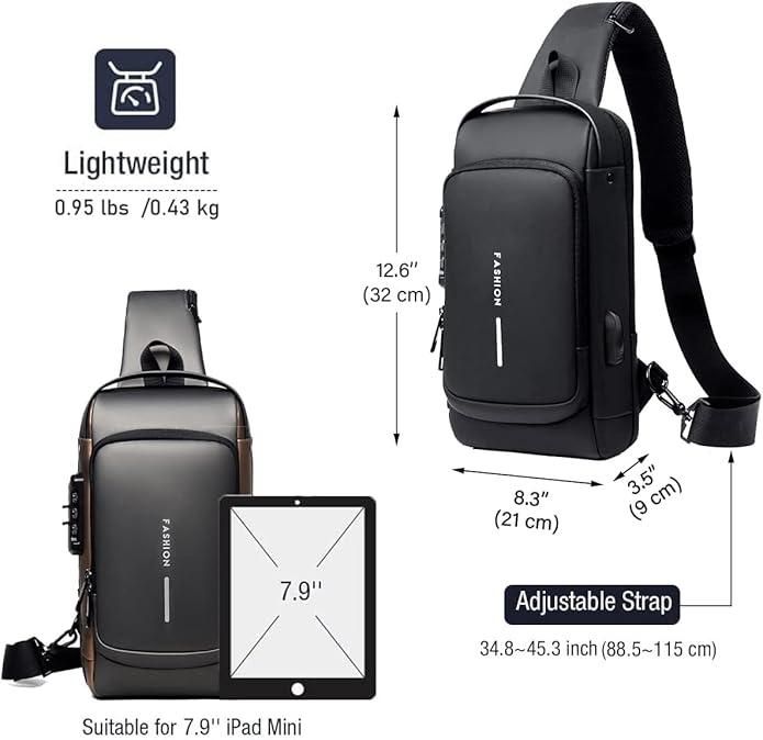 Anti-Theft Sling Bag with USB Charging Port – Unisex & Waterproof - UrbanTeer