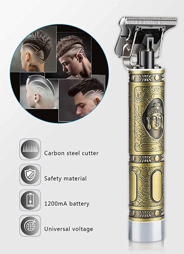 Buddha Style Professional Hair Trimmer for Men – Retro Close-Cut Shaver & Adjustable Blade Clipper (Golden) - UrbanTeer