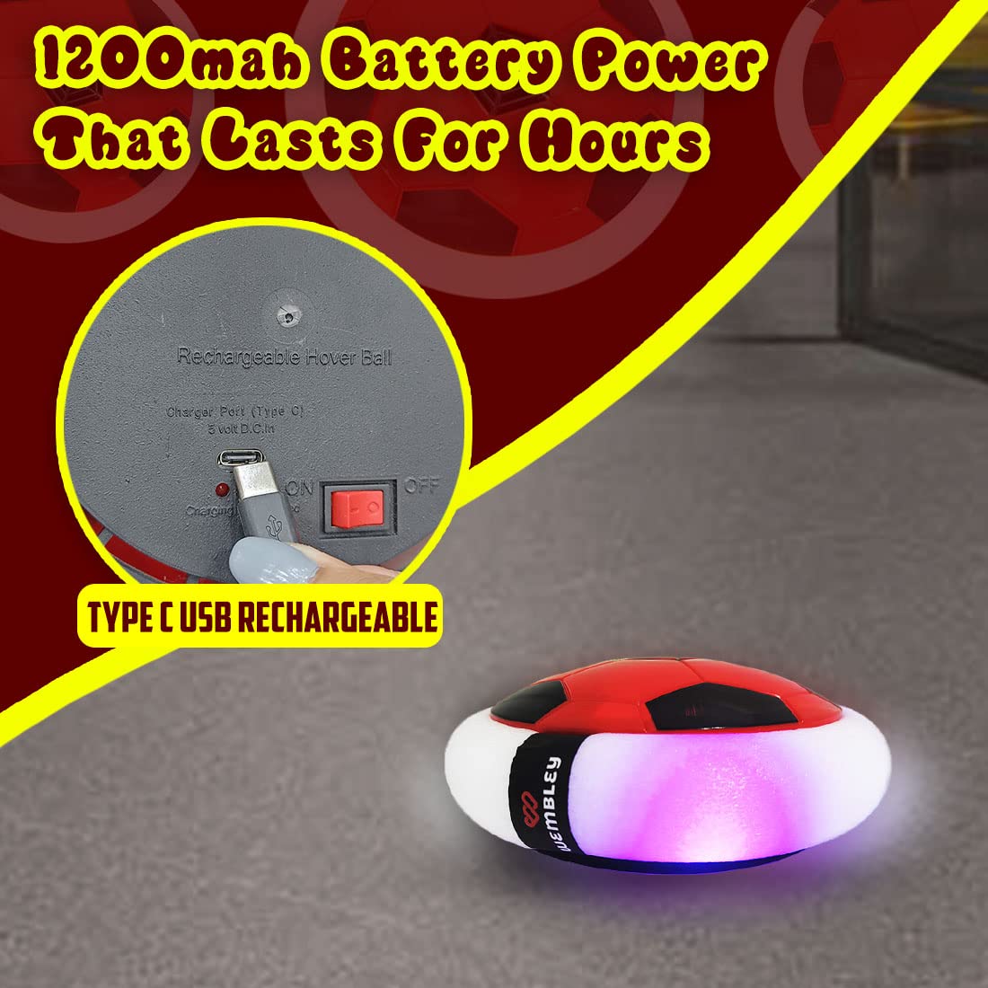 Magic Air Soccer Ball for Toddlers with Flashing Colored LED Lights - UrbanTeer