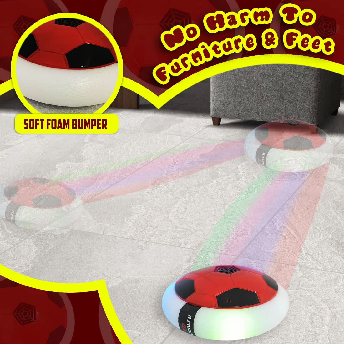 Magic Air Soccer Ball for Toddlers with Flashing Colored LED Lights - UrbanTeer