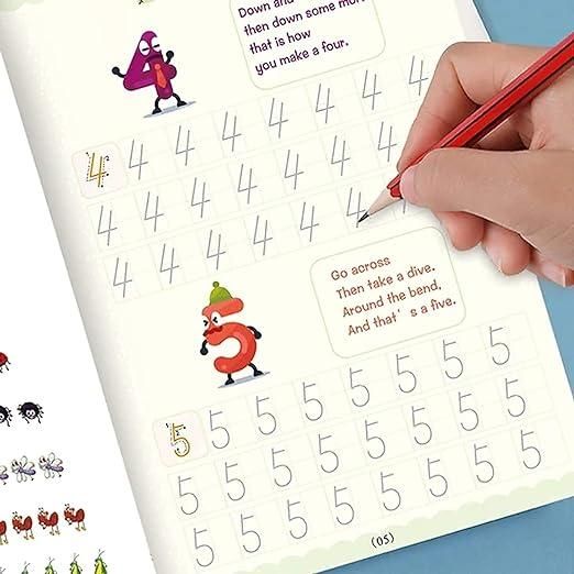 Magic Reusable Handwriting Practice Copybook Set for Kids (4 Books + Pen + 10 Refills) - UrbanTeer