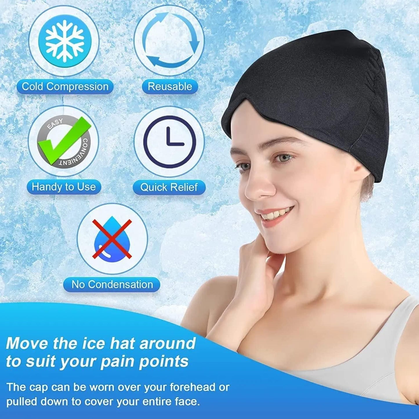 Magic Secret Gel Headache Relief Cap | Hot & Cold Therapy Ice Pack for Migraine, Puffy Eyes & Sinus Stress - UrbanTeer