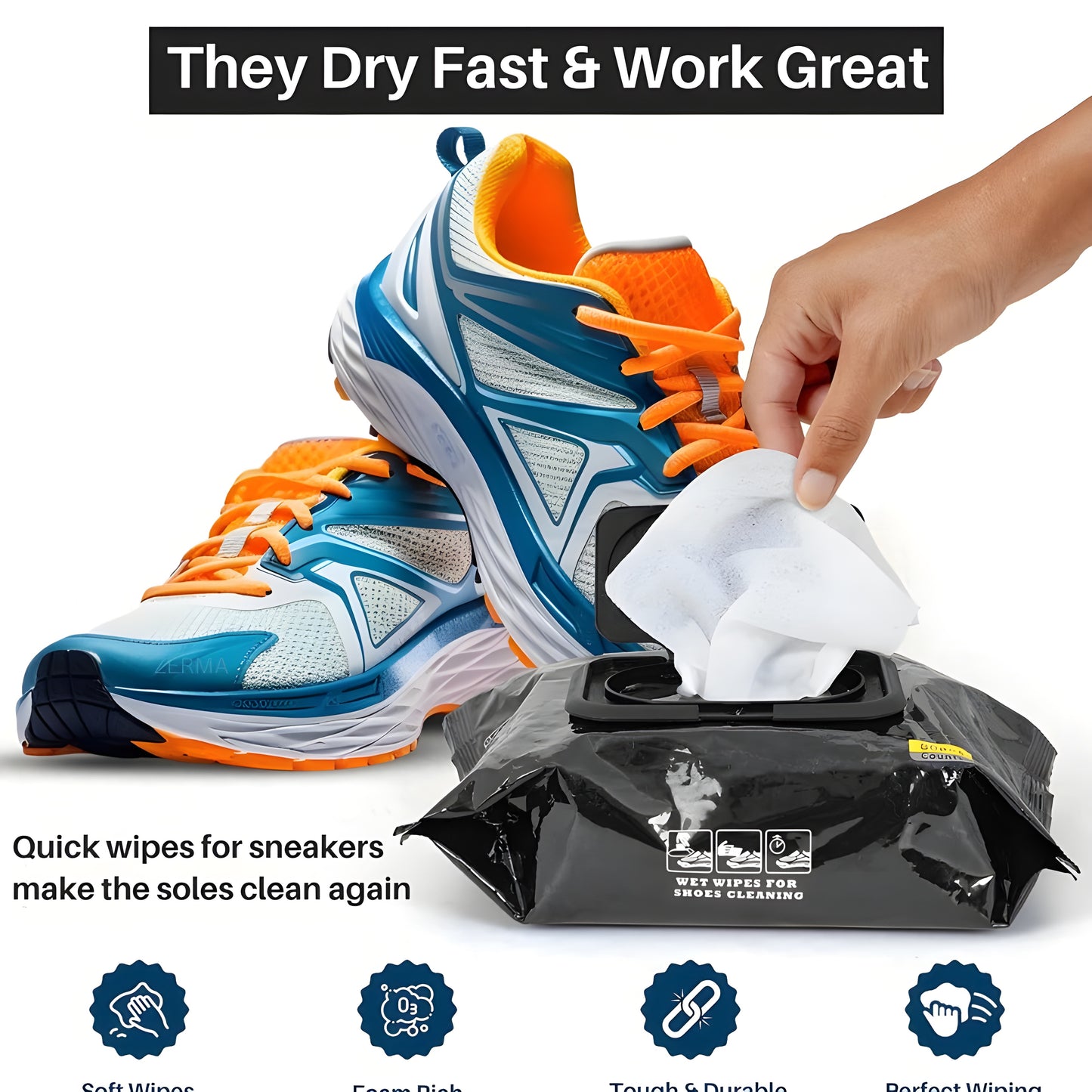 Natural Sneaker & Shoe Cleaning Wipes – 80 Count | Portable & Safe for All Materials - UrbanTeer