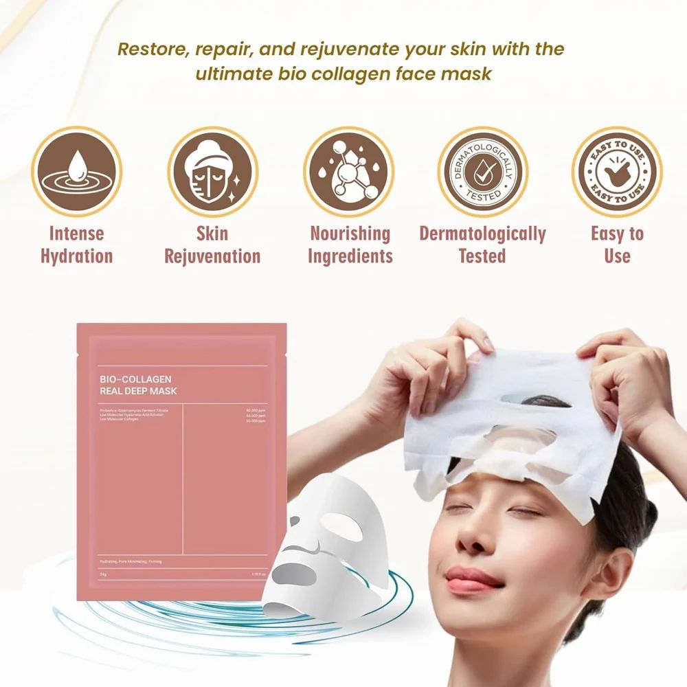 Overnight Korean Bio-Collagen Face Mask for Deep Hydration 4 Pieces - UrbanTeer