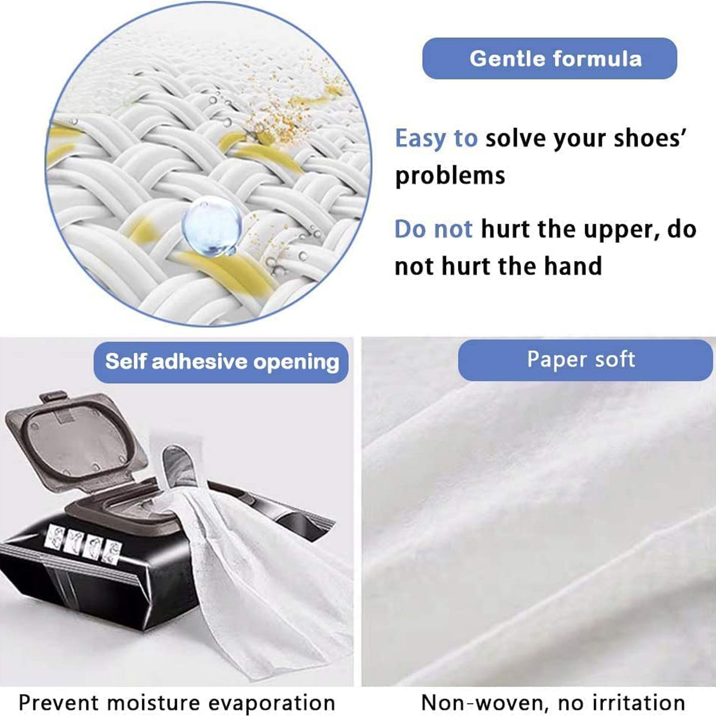 Natural Sneaker & Shoe Cleaning Wipes – 80 Count | Portable & Safe for All Materials