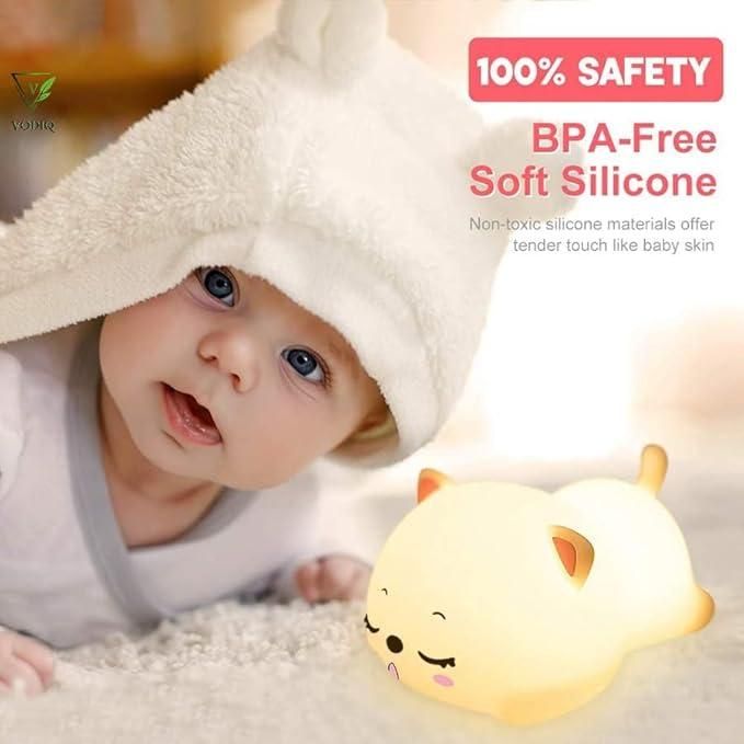 Silicone Cat Night Light – USB Rechargeable Baby Lamp - UrbanTeer