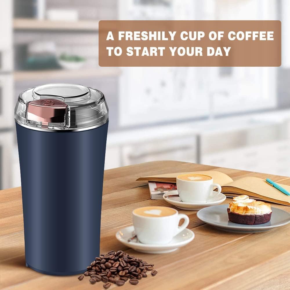 UrbanTeer™ Electric Coffee & Spice Grinder – Stainless Steel, One-Touch Portable Grinder for Herbs, Grains & Nuts