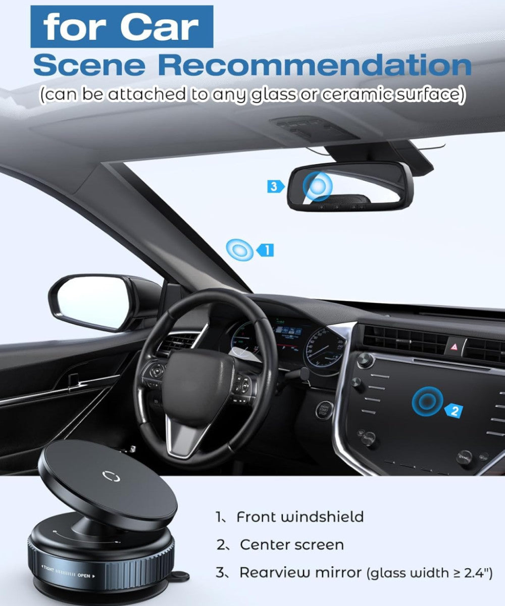 360° Vacuum Suction Phone Holder | Ultra Grip Car Mount for All Phones – Strong Magnetic Lock, Multi-Surface, Heat Resistant