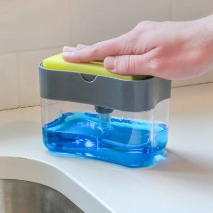 2-in-1 Liquid Soap Dispenser with Sponge Holder Kitchen & Bathroom Organizer - UrbanTeer 