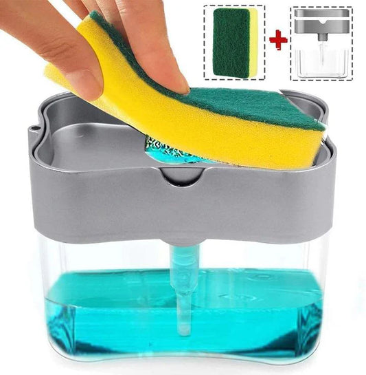 2-in-1 Liquid Soap Dispenser with Sponge Holder Kitchen & Bathroom Organizer - UrbanTeer 