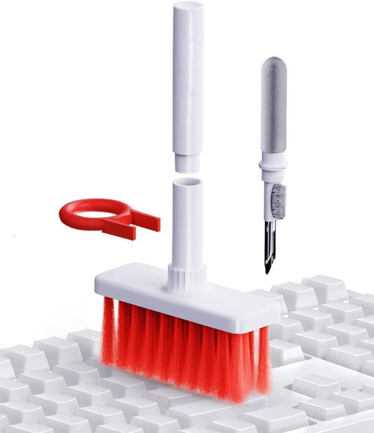 5-in-1 Keyboard & Earbuds Cleaner Kit | Soft Brush, Metal Pen Tip, Flocking Sponge & Keycap Puller | Multi-Function Cleaning Tool - UrbanTeer 