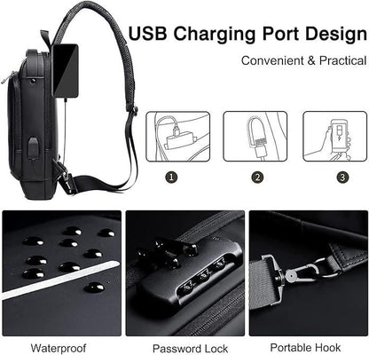 Anti-Theft Sling Bag with USB Charging Port – Unisex & Waterproof - UrbanTeer 