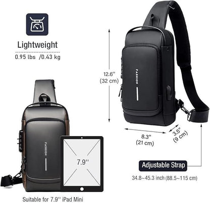 Anti-Theft Sling Bag with USB Charging Port – Unisex & Waterproof - UrbanTeer 