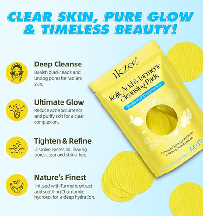 Brightening Cleansing Pads with Turmeric & Kojic Acid - UrbanTeer 