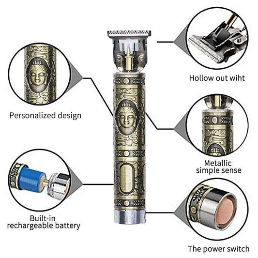 Buddha Style Professional Hair Trimmer for Men – Retro Close-Cut Shaver & Adjustable Blade Clipper (Golden) - UrbanTeer  