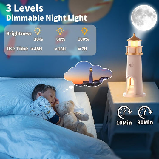 Galaxy Moon Lighthouse Projector – Remote Control Night Light - UrbanTeer 