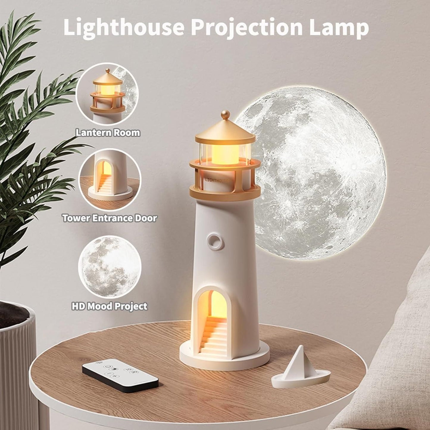 Galaxy Moon Lighthouse Projector – Remote Control Night Light - UrbanTeer 