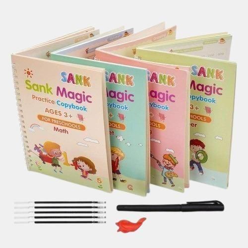 Magic Reusable Handwriting Practice Copybook Set for Kids (4 Books + Pen + 10 Refills) - UrbanTeer 