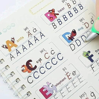 Magic Reusable Handwriting Practice Copybook Set for Kids (4 Books + Pen + 10 Refills) - UrbanTeer 