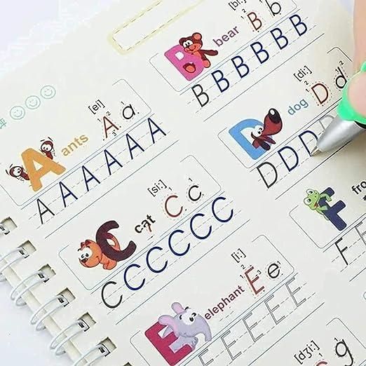 Magic Reusable Handwriting Practice Copybook Set for Kids (4 Books + Pen + 10 Refills) - UrbanTeer 