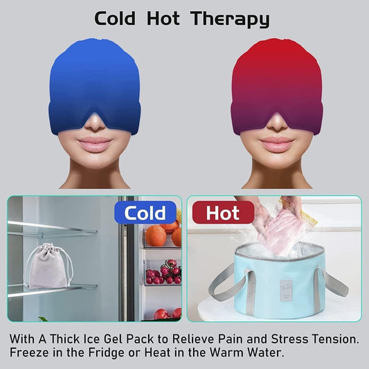Magic Secret Gel Headache Relief Cap | Hot & Cold Therapy Ice Pack for Migraine, Puffy Eyes & Sinus Stress - UrbanTeer 