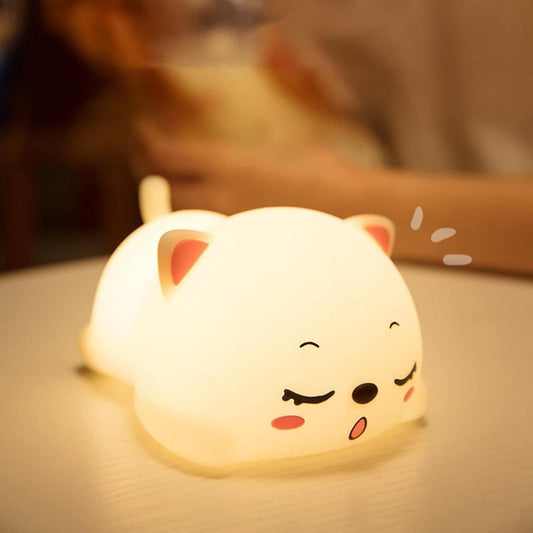 Silicone Cat Night Light – USB Rechargeable Baby Lamp - UrbanTeer 