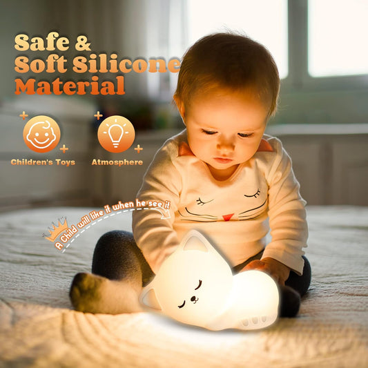 Silicone Cat Night Light – USB Rechargeable Baby Lamp - UrbanTeer 