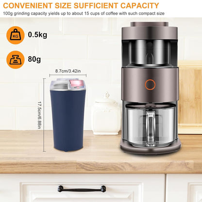 UrbanTeer™ Electric Coffee & Spice Grinder – Stainless Steel, One-Touch Portable Grinder for Herbs, Grains & Nuts
