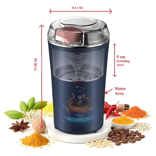 UrbanTeer™ Electric Coffee & Spice Grinder – Stainless Steel, One-Touch Portable Grinder for Herbs, Grains & Nuts